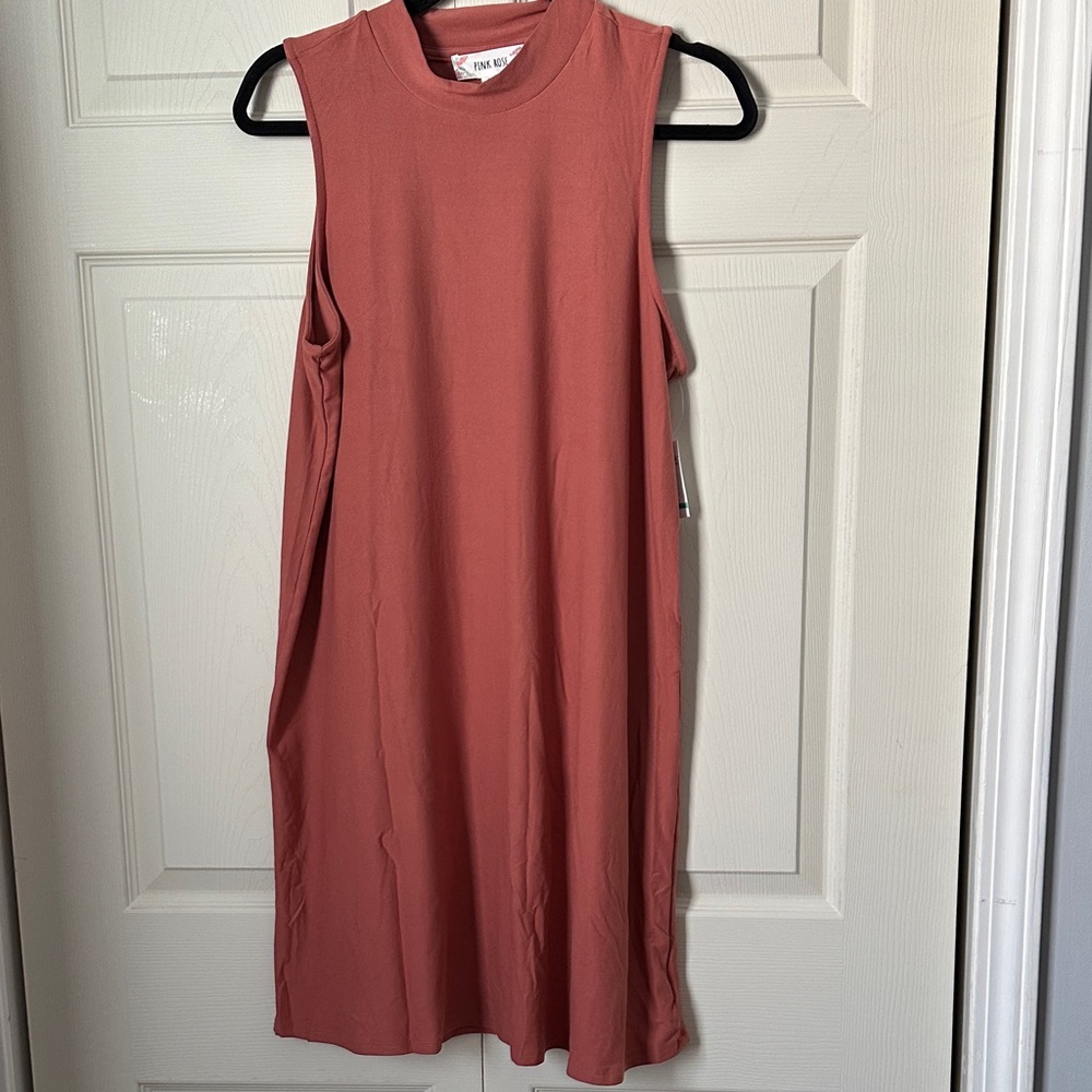 Pink Rose Sleeveless Terracotta or rust  (warm spice) Midi Dress NWT Size XL